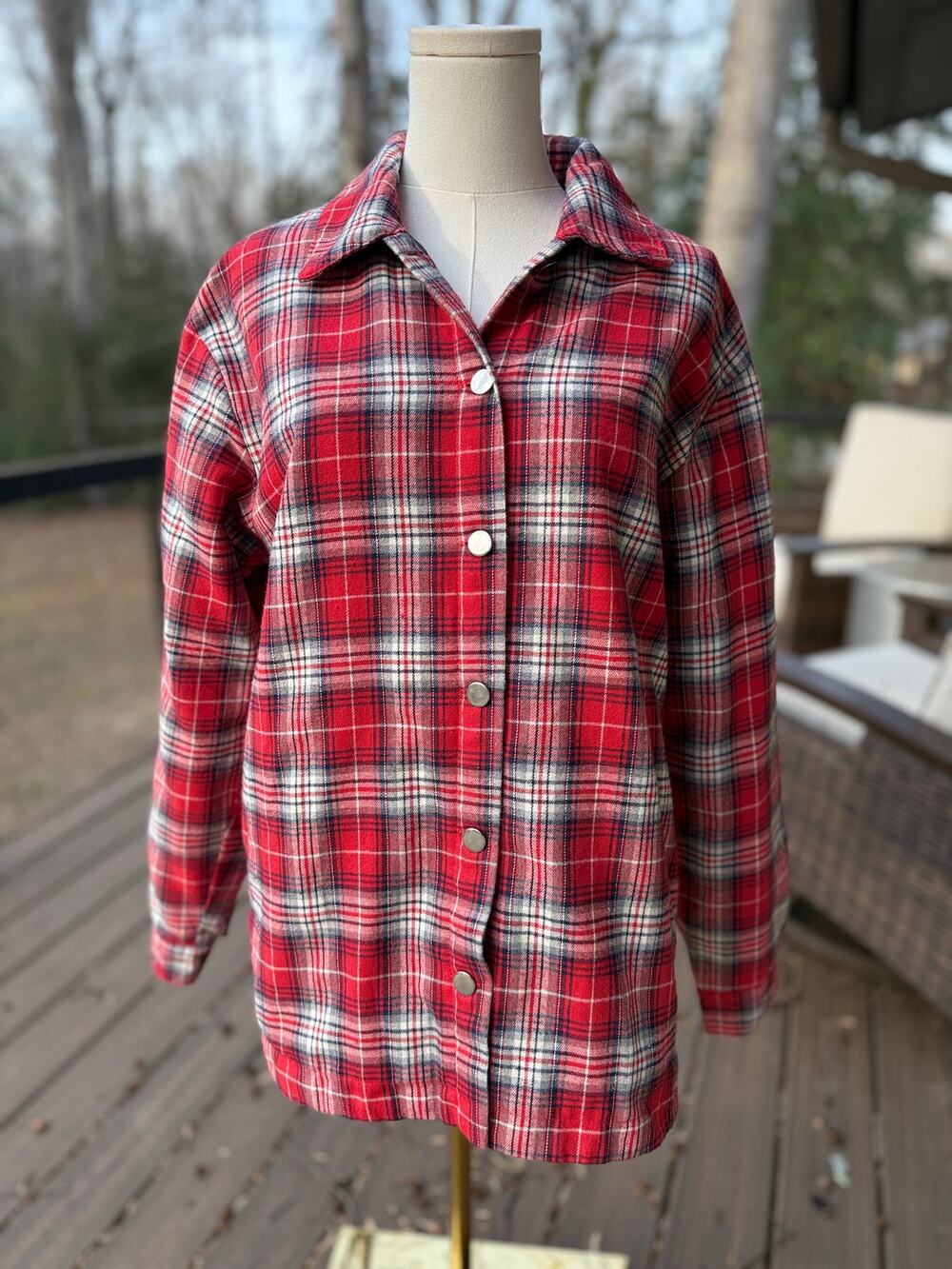 Entro Red Plaid Button Front Shirt Jacket Shacket Lightweight Flannel Sm Fall